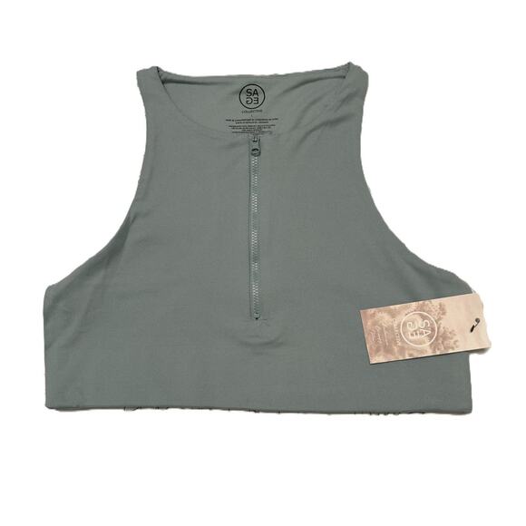 NWT SAGE COLLECTIVE Racerback Zip Up Active Top-Ether/Sage-Large - Picture 2 of 10
